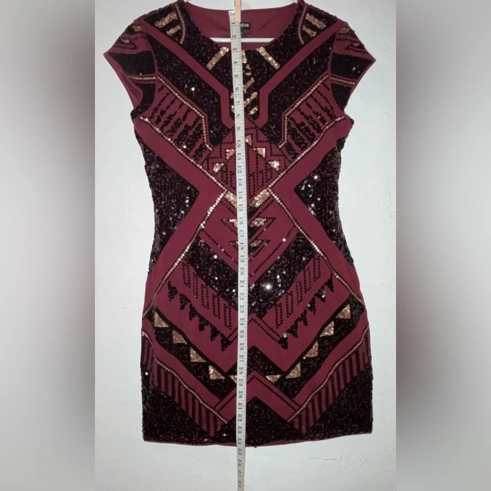 Express Burgundy and Black Sequin Dress - Picture 2 of 13